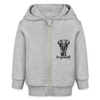 Elefant - Be yourself - Stoßzahn - Elfenbein - Baby Organic Kapuzenjacke Baby Connector von Stanley/Stella - Grau meliert - Vorne