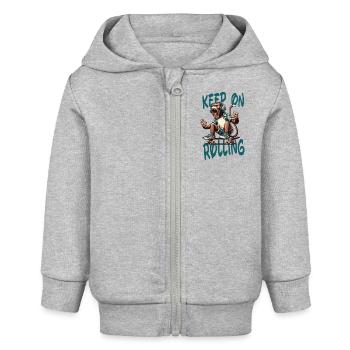 keep on rolling skate skateboard skater summer - Baby Organic Zip-up Hoodie by Stanley/Stella - heather grey - Front