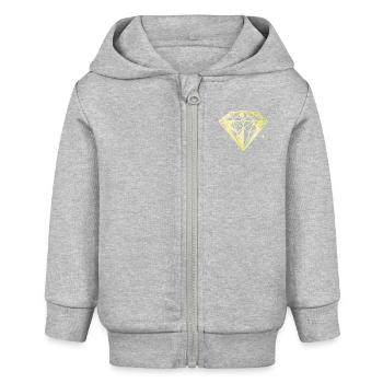 Diamant Juwel Gold Silhouette - Baby Organic Kapuzenjacke Baby Connector von Stanley/Stella - Grau meliert - Vorne