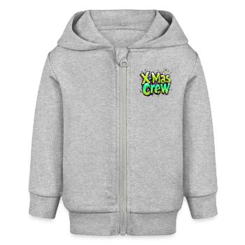 X-Mas Crew Weihnachtlich - Baby Organic Kapuzenjacke Baby Connector von Stanley/Stella - Grau meliert - Vorne