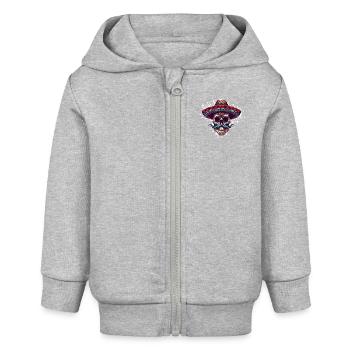 Mexikaner Skelett Sombrero - Baby Organic Kapuzenjacke Baby Connector von Stanley/Stella - Grau meliert - Vorne