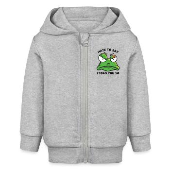 Lustige Tierfrosch Grafik - Baby Organic Kapuzenjacke Baby Connector von Stanley/Stella - Grau meliert - Vorne