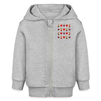 Hasen mit vielen Herzen und Sternen. - Baby Organic Kapuzenjacke Baby Connector von Stanley/Stella - Grau meliert - Vorne