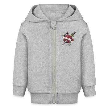 Heart Tattoo Mum Graphic Art - Baby Organic Zip-up Hoodie by Stanley/Stella - heather grey - Front