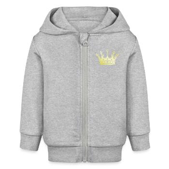 Couronne royale en or - Veste à capuche bébé bio Stanley/Stella - gris chiné - Devant