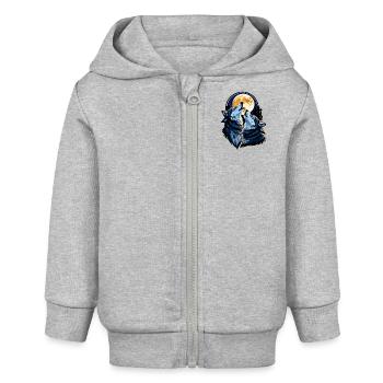 Wölfe bei Vollmond - Baby Organic Kapuzenjacke Baby Connector von Stanley/Stella - Grau meliert - Vorne