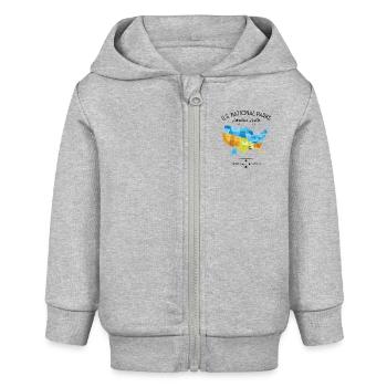 Graphique des parcs nationaux - Veste à capuche bébé bio Stanley/Stella - gris chiné - Devant
