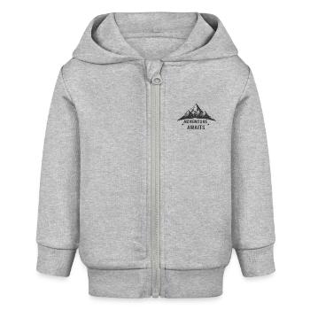 L'aventure vous attend, logo de montagne, sommets - Veste à capuche bébé bio Stanley/Stella - gris chiné - Devant
