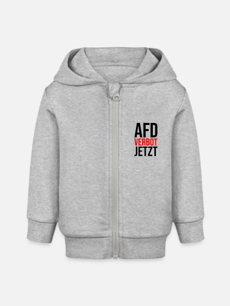 AFD VERBOT JETZT - Baby Organic Kapuzenjacke Baby Connector von Stanley/Stella - Grau meliert