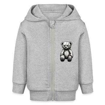 Teddybär / Kuscheltier / Stofftier / Geschenkidee - Baby Organic Kapuzenjacke Baby Connector von Stanley/Stella - Grau meliert - Vorne