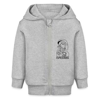 Espressionist - Espresso - Kaffee trinken - Baby Organic Kapuzenjacke Baby Connector von Stanley/Stella - Grau meliert - Vorne