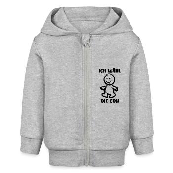 Ich wähl die CDU - Wähler - Stimme - Baby Organic Kapuzenjacke Baby Connector von Stanley/Stella - Grau meliert - Vorne
