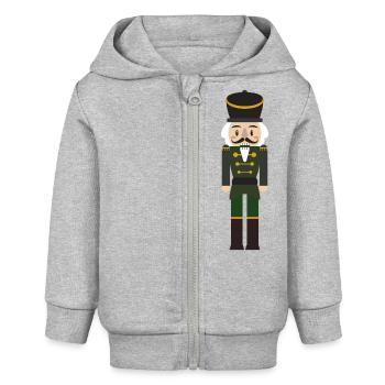 Weihnachtspullover Nussknacker - Baby Organic Kapuzenjacke Baby Connector von Stanley/Stella - Grau meliert - Vorne