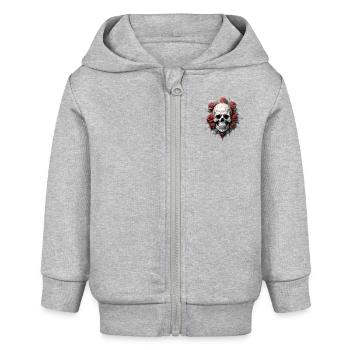 Gothic Blumenkunst Grafik Modedesign - Baby Organic Kapuzenjacke Baby Connector von Stanley/Stella - Grau meliert - Vorne