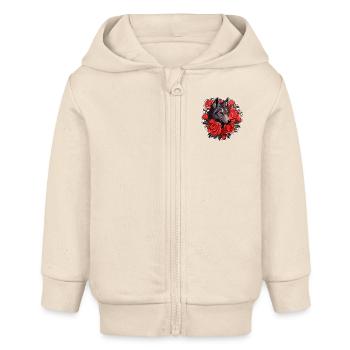Gothic Wolf und Rosen Illustration - Baby Organic Kapuzenjacke Baby Connector von Stanley/Stella - Natur - Vorne