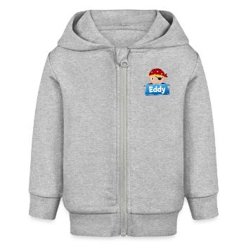 Kleiner Pirat Eddy - Baby Organic Kapuzenjacke Baby Connector von Stanley/Stella - Grau meliert - Vorne