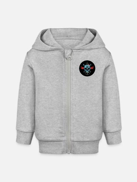 Blue Skull - Baby Organic Kapuzenjacke Baby Connector von Stanley/Stella - Grau meliert