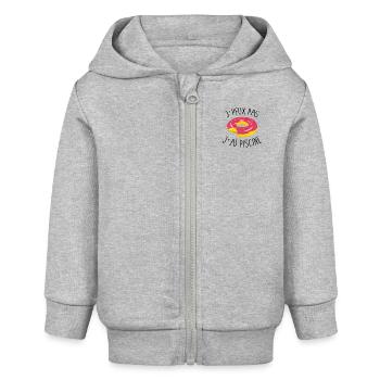 Je peux pas j'ai piscine - Veste à capuche bébé bio Stanley/Stella - gris chiné - Devant