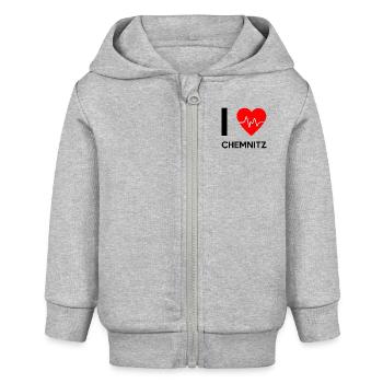 I Love Chemnitz - Ich liebe Chemnitz - Baby Organic Kapuzenjacke Baby Connector von Stanley/Stella - Grau meliert - Vorne