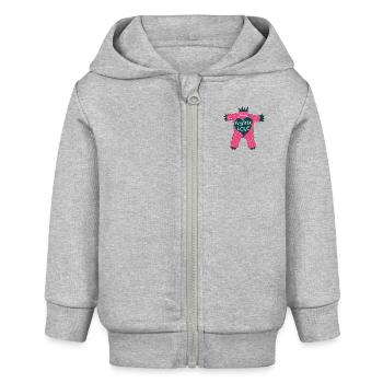 Monster of Love - Baby Organic Zip-up Hoodie by Stanley/Stella - heather grey - Front