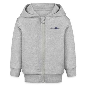 Polizei Herzschlag heartbeat geschenk polizist - Baby Organic Kapuzenjacke Baby Connector von Stanley/Stella - Grau meliert - Vorne