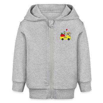 Postauto mit Hund - Baby Organic Kapuzenjacke Baby Connector von Stanley/Stella - Grau meliert - Vorne