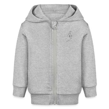 Dessin au trait doigt - Veste à capuche bébé bio Stanley/Stella - gris chiné - Devant