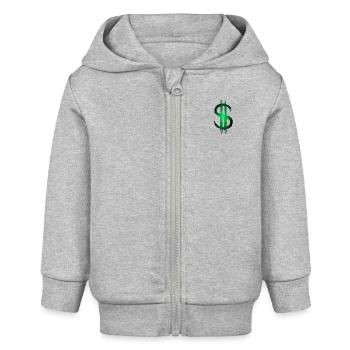 Signe dollar dollar argent symbole - Veste à capuche bébé bio Stanley/Stella - gris chiné - Devant