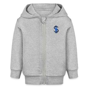 Signe dollar dollar argent symbole - Veste à capuche bébé bio Stanley/Stella - gris chiné - Devant