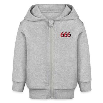 666 Symbol Zahl - Baby Organic Kapuzenjacke Baby Connector von Stanley/Stella - Grau meliert - Vorne