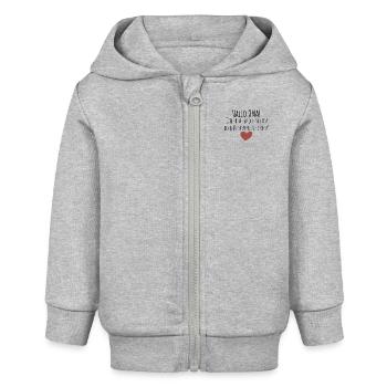 Hallo Oma! Ich freue mich dich kennenzulernen! - Baby Organic Kapuzenjacke Baby Connector von Stanley/Stella - Grau meliert - Vorne
