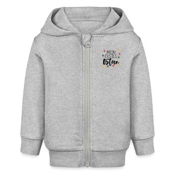 Mein erstes Ostern - Baby Organic Kapuzenjacke Baby Connector von Stanley/Stella - Grau meliert - Vorne