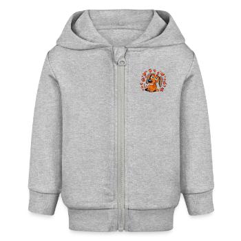 Dackel Freude Herzen Pfoten - Baby Organic Kapuzenjacke Baby Connector von Stanley/Stella - Grau meliert - Vorne