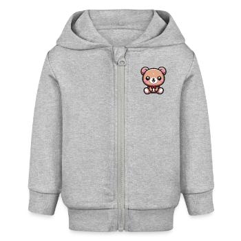 Ours en peluche kawaii mignon 2 - Veste à capuche bébé bio Stanley/Stella - gris chiné - Devant