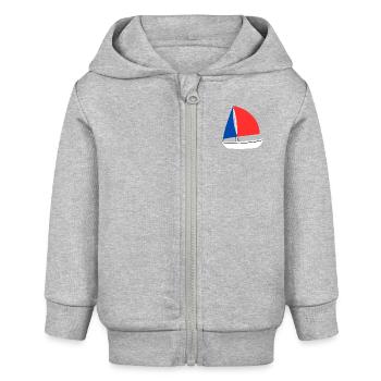 Blue, White, Red France Boat - Baby Organic Zip-up Hoodie by Stanley/Stella - heather grey - Front
