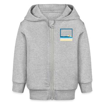 Sommerstrand mit Sonnenschirm - Baby Organic Kapuzenjacke Baby Connector von Stanley/Stella - Grau meliert - Vorne