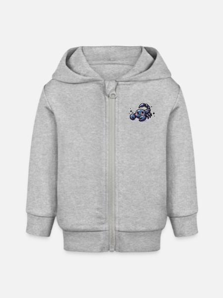 Scorpion - Baby Organic Zip-up Hoodie by Stanley/Stella - heather grey