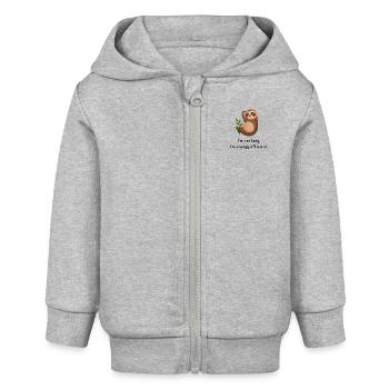 I'm not lazy, I'm energy efficient. Cute Sloth. - Baby Organic Kapuzenjacke Baby Connector von Stanley/Stella - Grau meliert - Vorne