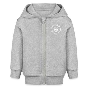Lustiger Hund Print Fetch Play Love Repeat - Baby Organic Kapuzenjacke Baby Connector von Stanley/Stella - Grau meliert - Vorne