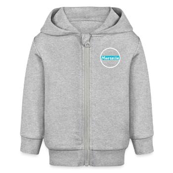 Marseille bleu et blanc - Veste à capuche bébé bio Stanley/Stella - gris chiné - Devant