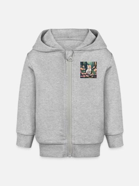 Cat - Baby Organic Kapuzenjacke Baby Connector von Stanley/Stella - Grau meliert