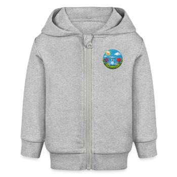 Süßer blauer Teddybär im Garten Sonne und Wolken - Baby Organic Kapuzenjacke Baby Connector von Stanley/Stella - Grau meliert - Vorne