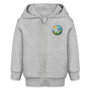 Süßer blauer Teddybär im Garten Sonne und Wolken - Baby Organic Kapuzenjacke Baby Connector von Stanley/Stella - Grau meliert - Vorne