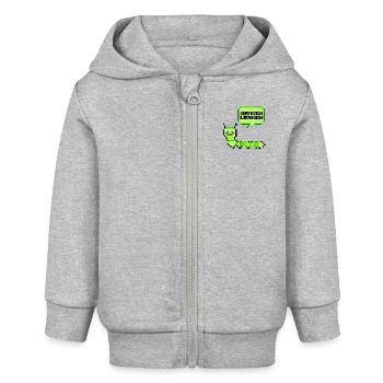 HEY! HO! LETS GO! Pixel Raupe Retroshirt 90er 90s - Baby Organic Kapuzenjacke Baby Connector von Stanley/Stella - Grau meliert - Vorne