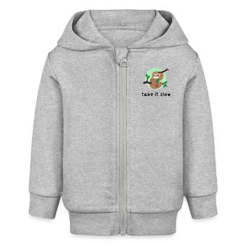 Take It Slow - Baby Organic Zip-up Hoodie by Stanley/Stella - heather grey - Front