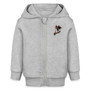 Geier fährt auf einem Roller - Baby Organic Kapuzenjacke Baby Connector von Stanley/Stella - Grau meliert - Vorne