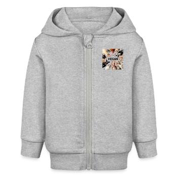 Vegan amoureux des animaux - Veste à capuche bébé bio Stanley/Stella - gris chiné - Devant