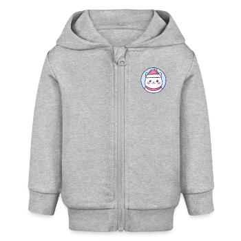 Christmas Cat - Design for Newborns and Babies - Baby Organic Zip-up Hoodie by Stanley/Stella - heather grey - Front