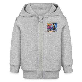 Graffiti artist pursuit crew collection - Baby Organic Zip-up Hoodie by Stanley/Stella - heather grey - Front