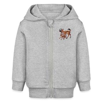 Mère antilope avec ses petits - Veste à capuche bébé bio Stanley/Stella - gris chiné - Devant